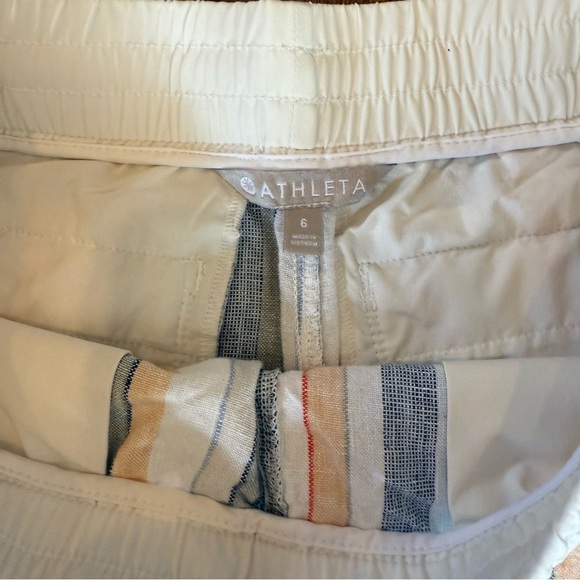 Athleta Beachside Bali Linen Short in Multi Blanket Stripe Casual Beach Size M - Picture 3 of 7